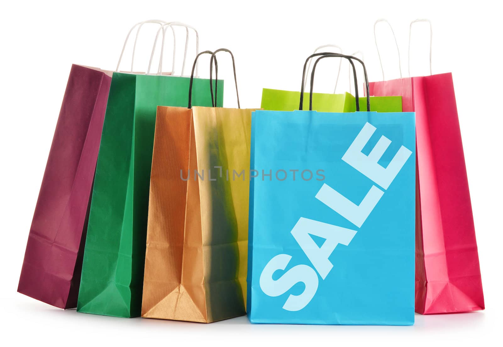 Paper shopping bags isolated on white background