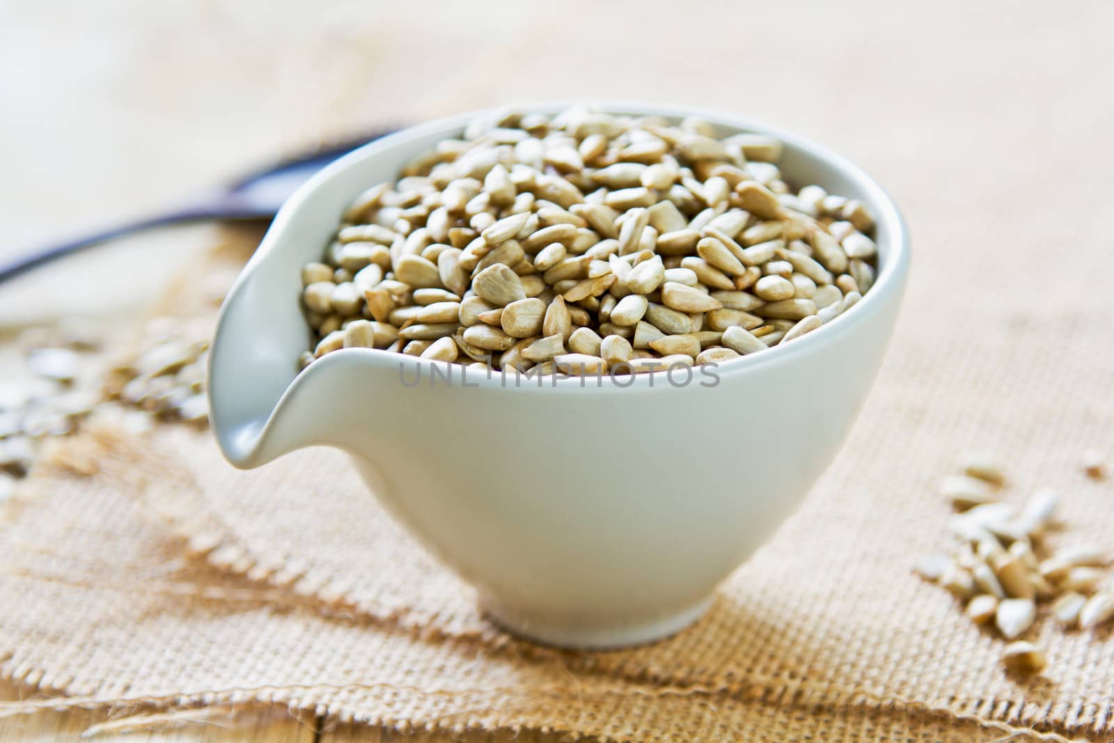 Sunflower seeds in a small bowl