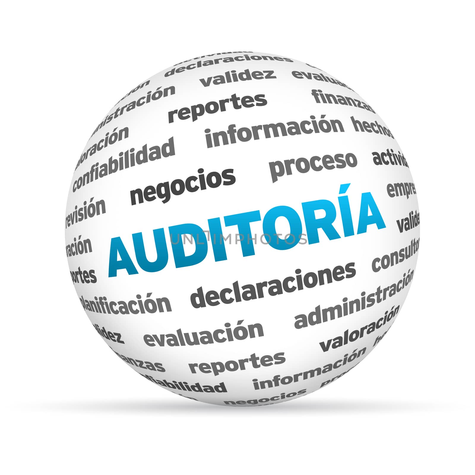 3d Audit Word Sphere on white background.