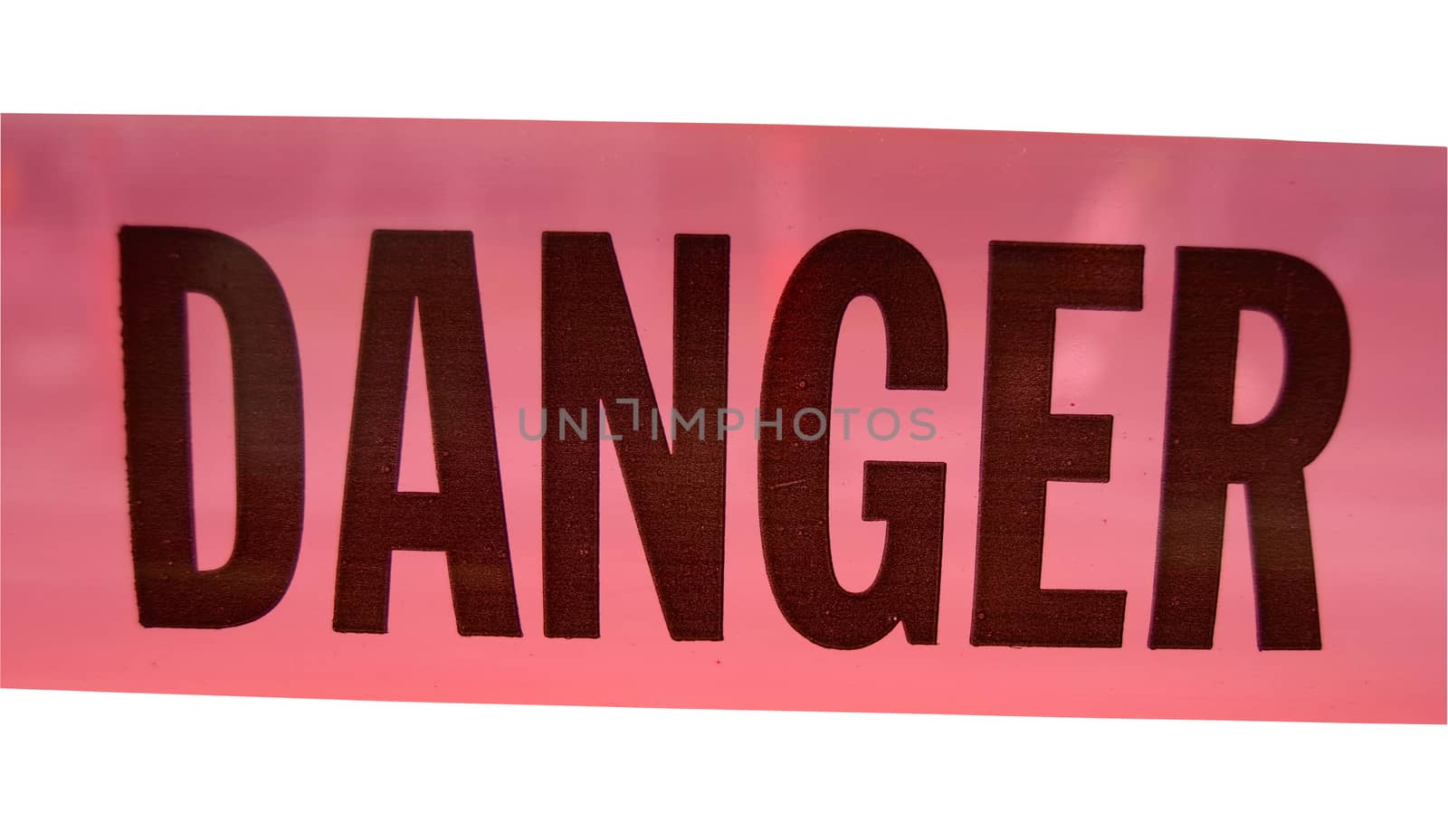 Isolation Of A Bright Pink Plastic Danger Sign With Clipping Path