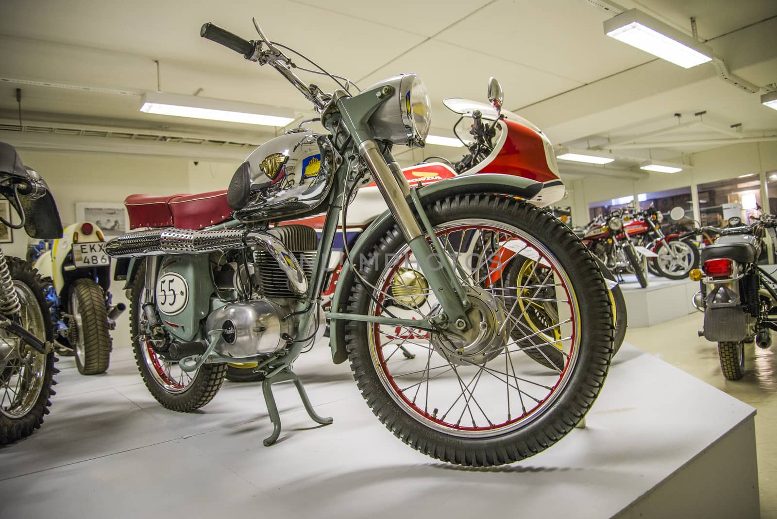 1955 Maico Sport, Germany. Engine: 250cc 1 cyl, 2-stroke, 14.5 hp, 5200 rpm, 4 gear. Top speed 110 km / per hour. All the pictures are shot on Ed's motorcycle and Motor Museum in Ed, Sweden. Interesting museum, which is worth a visit.