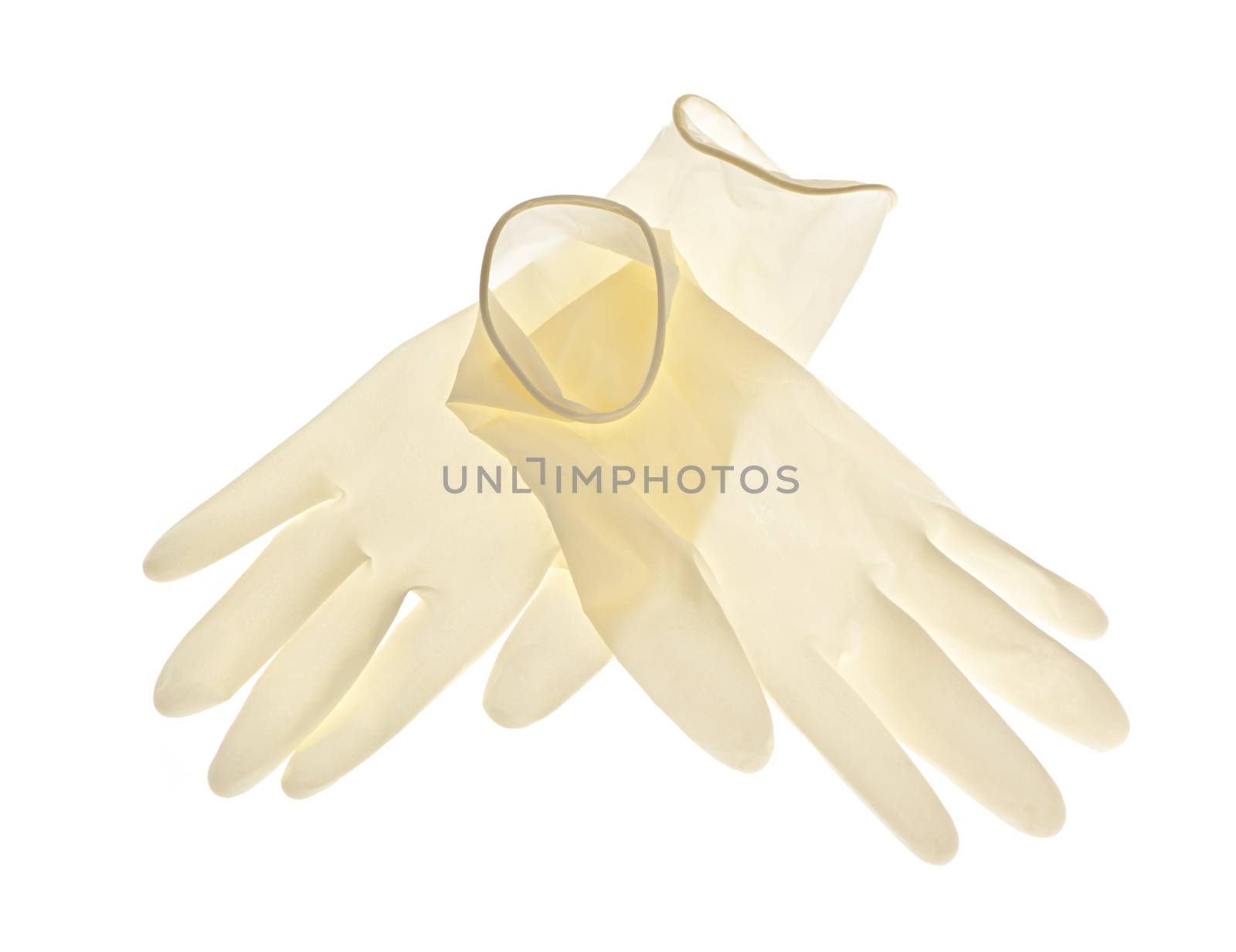 Latex gloves on white background by elenathewise