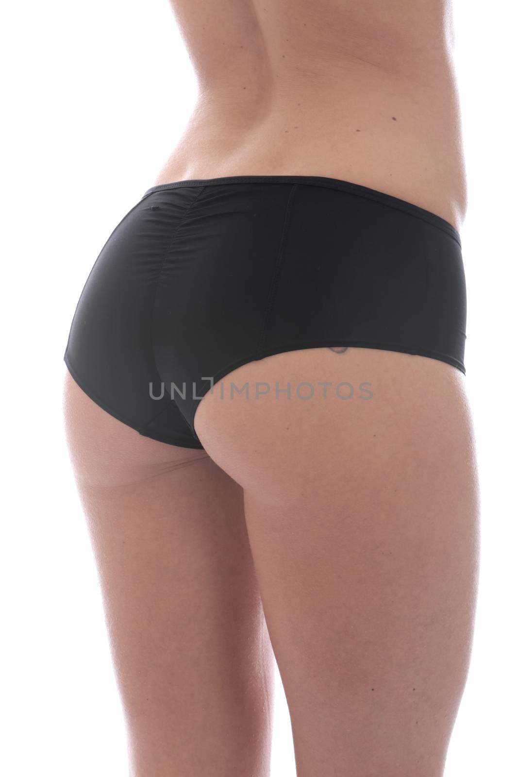 Model Released. Attractive Young Woman Wearing Sexy Black Panties by Whiteboxmedia