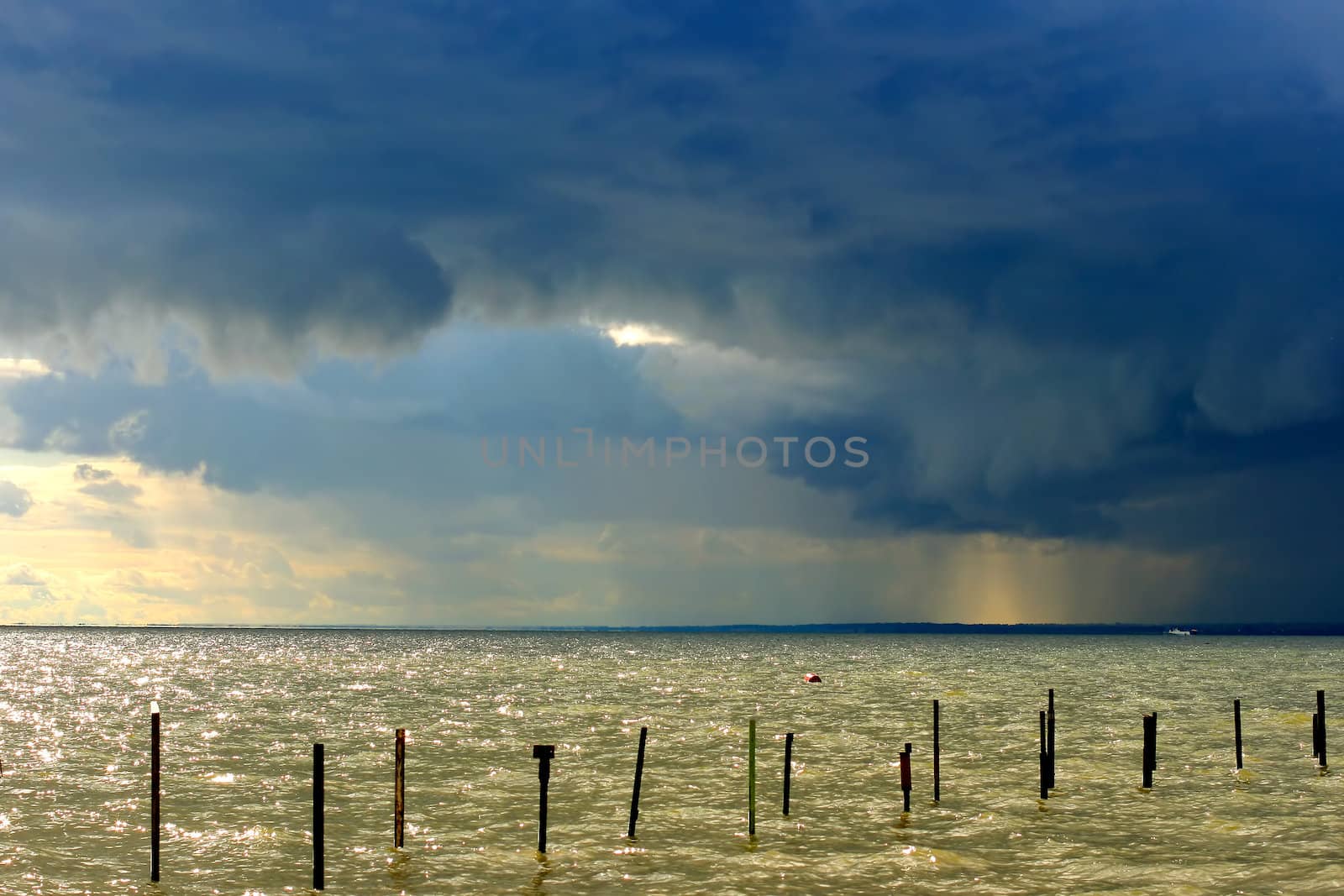 thunderstorm with dramatic and contrasts clouds