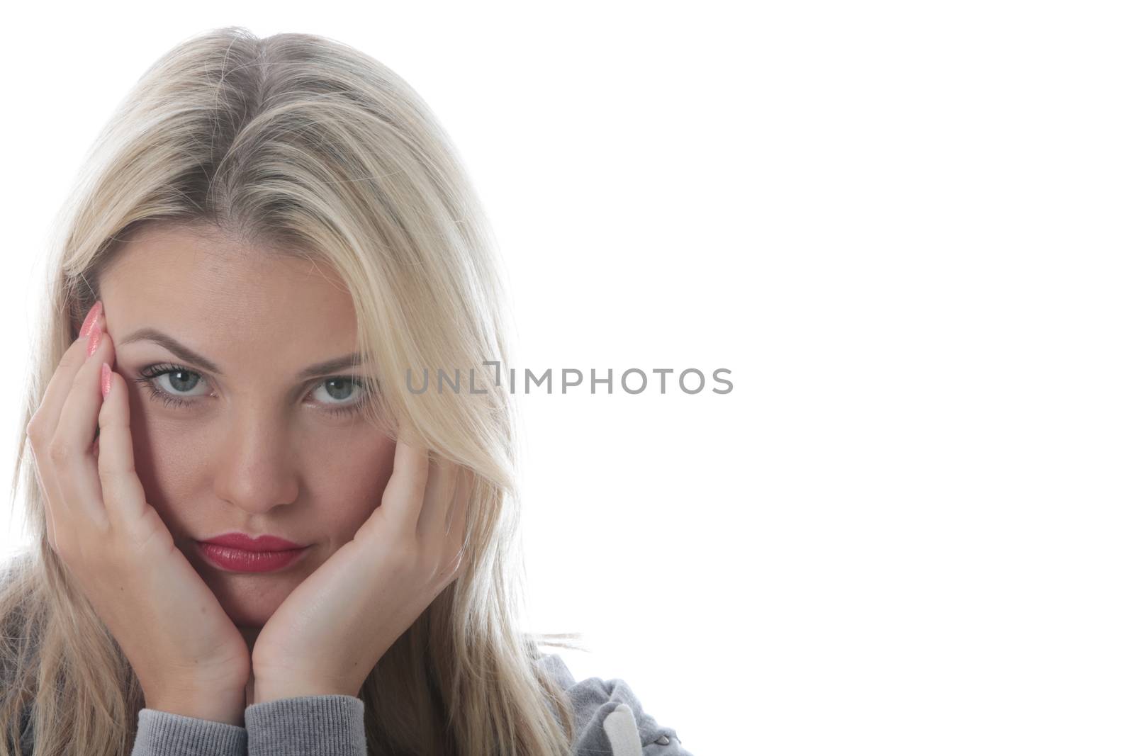 Model Released. Sad Thoughtful Young Woman