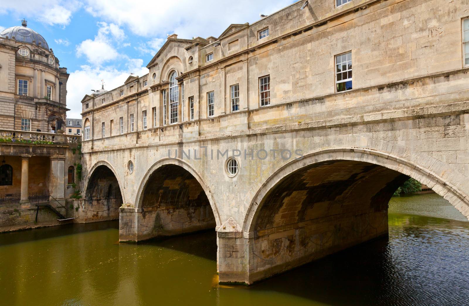 Pulteney Bridge on the River Avon in Bath, England