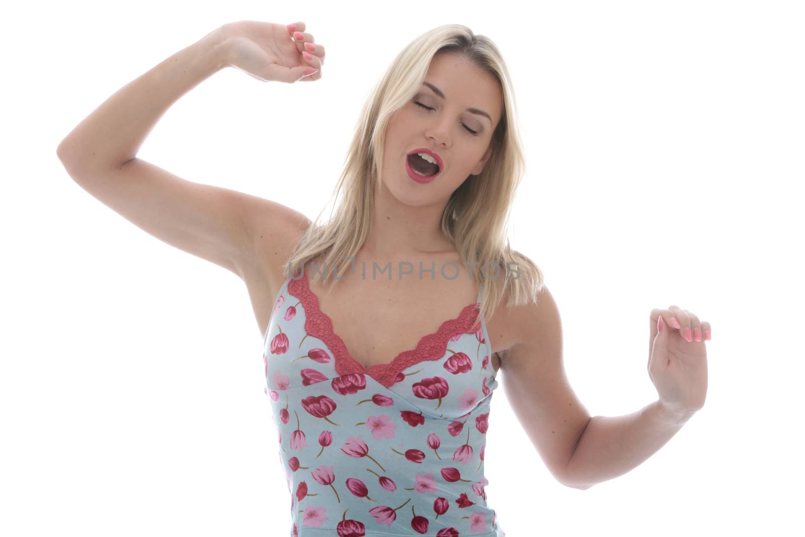 Model Released.  Young Woman Yawning