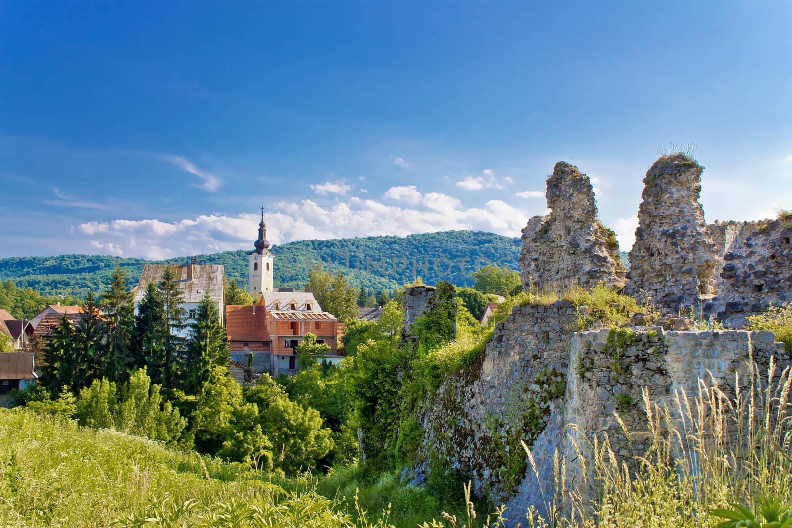 Town of Slunj church and fortress by xbrchx