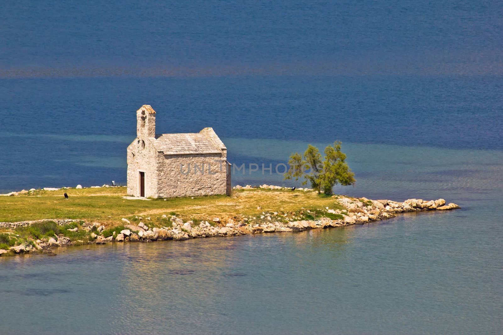 Island church by the sea, Posedarje, Dalmatia, Croatia