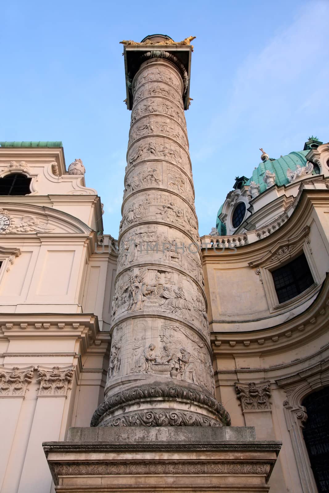 Beautiful baroque Karlskirche Church in Vienna, Austria