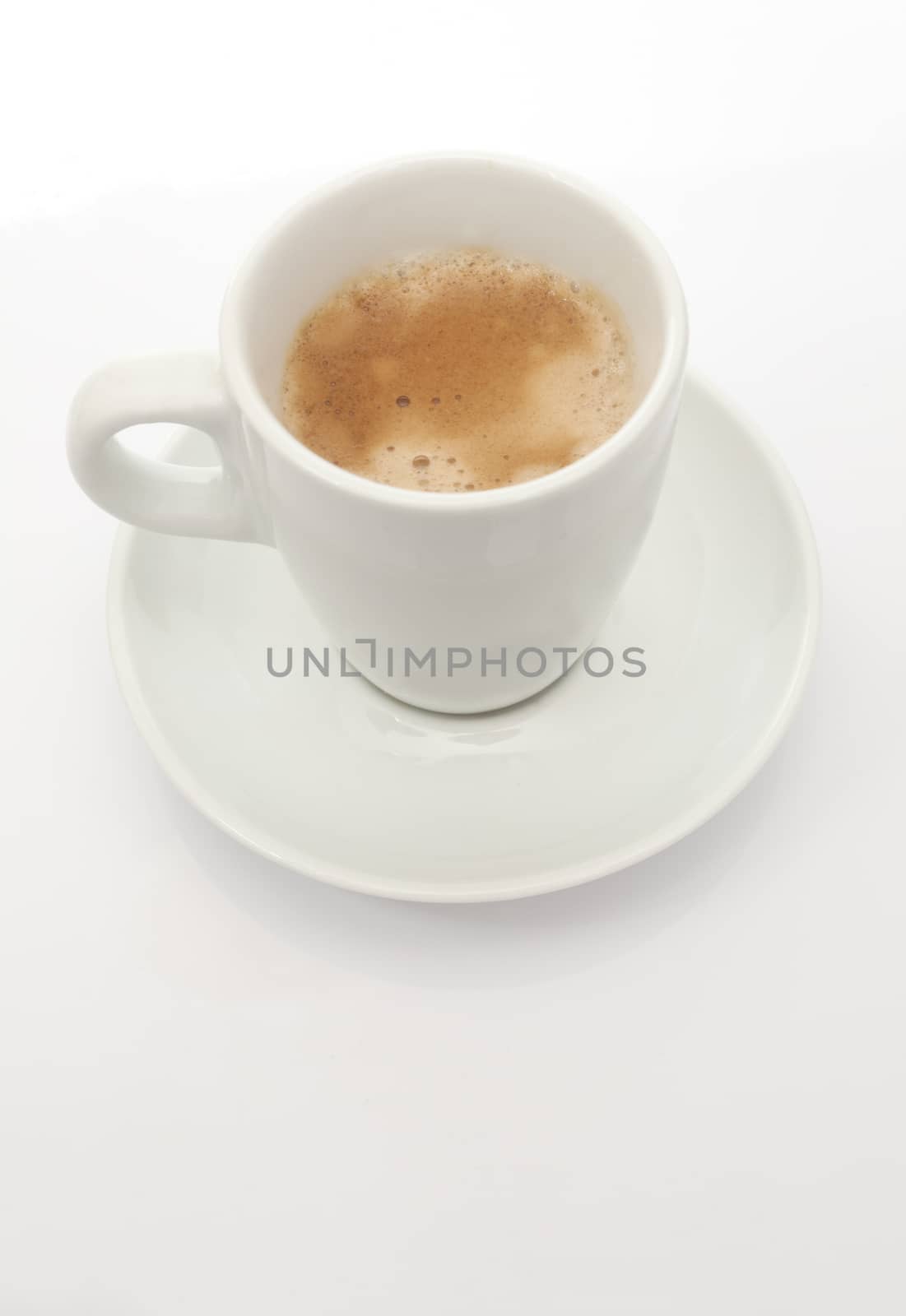 Espresso Coffee in White Cup White Background