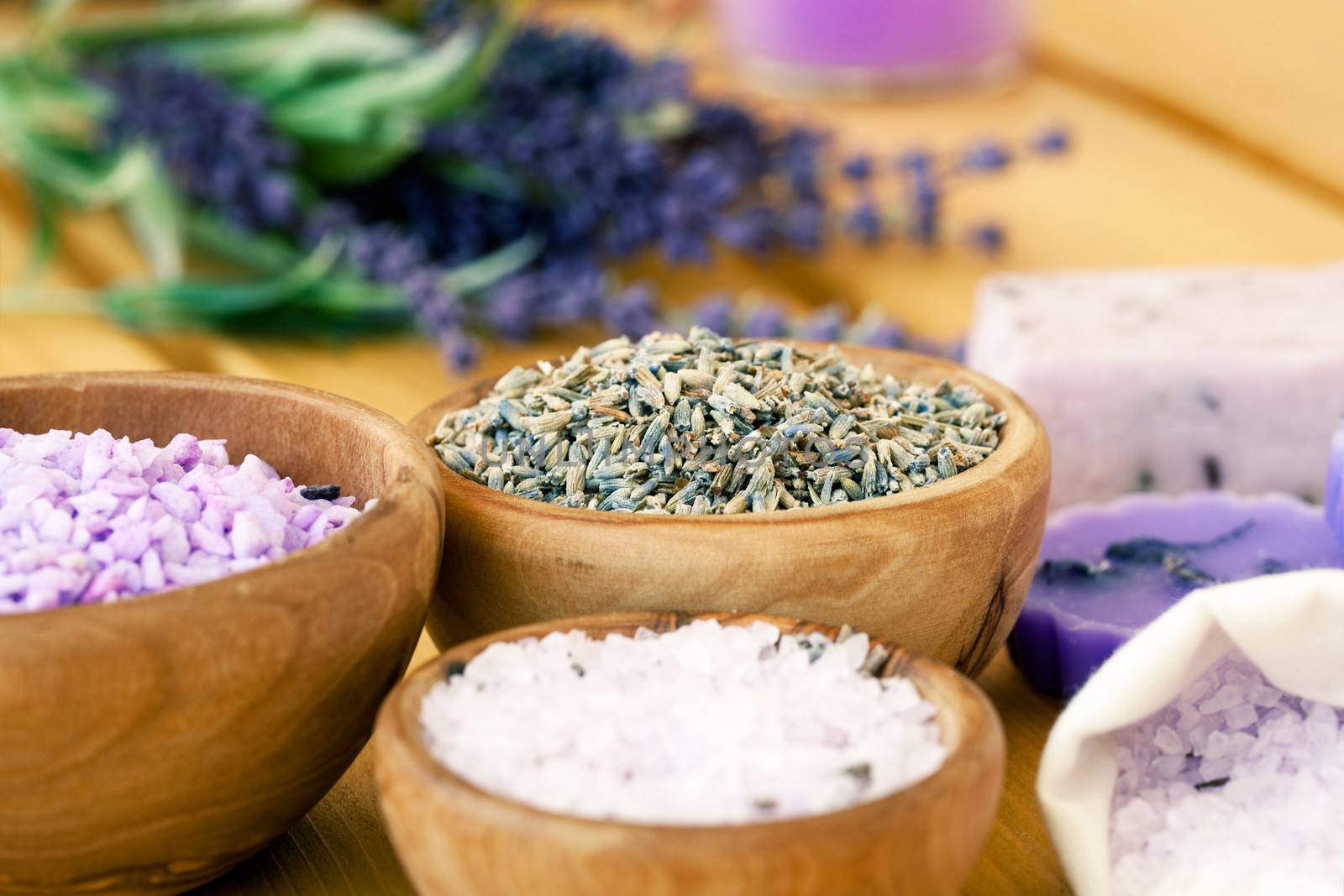 bowl of lavender bath salt - beauty treatment by motorolka