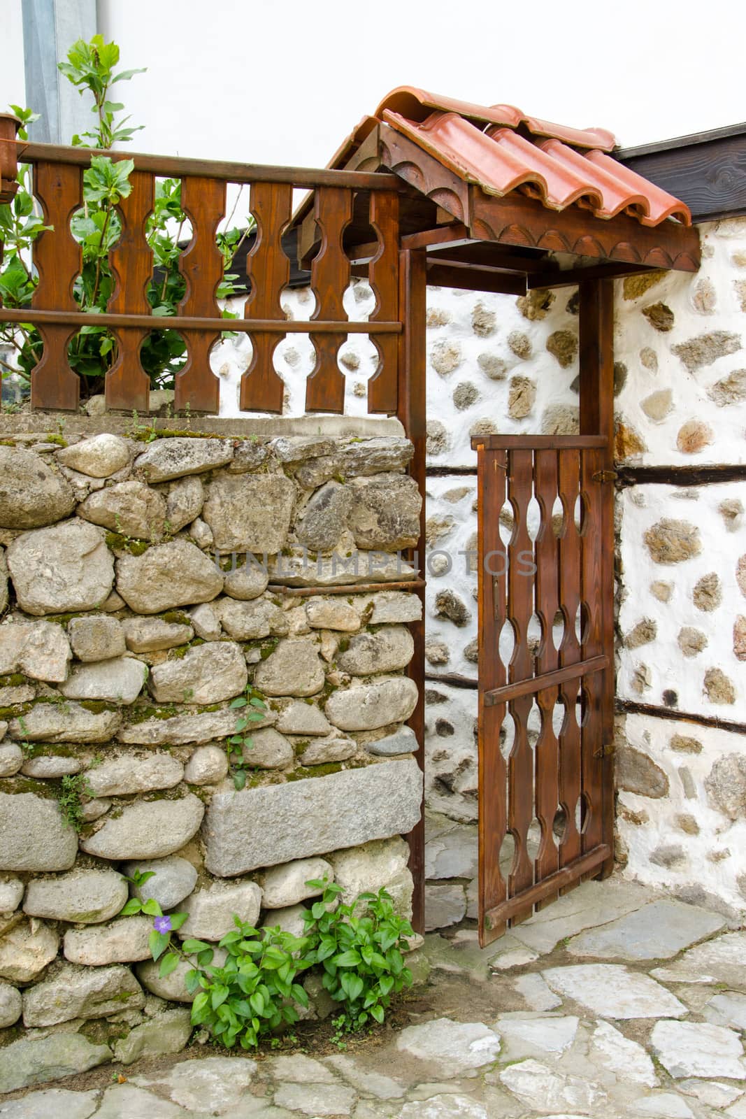 Open wooden door of a house in Melnik, Bulgaria by velislava