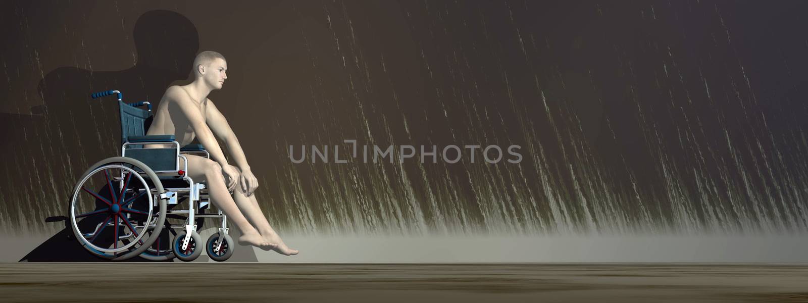 Loneliness of handicap - 3D render by Elenaphotos21