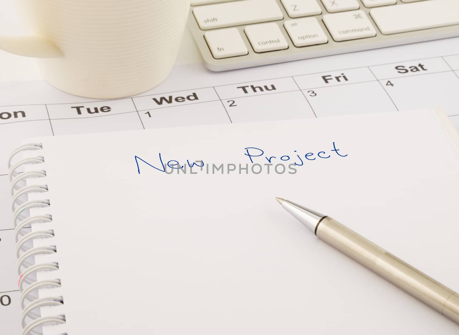 ideas for new project, blank paper on office table by vinnstock