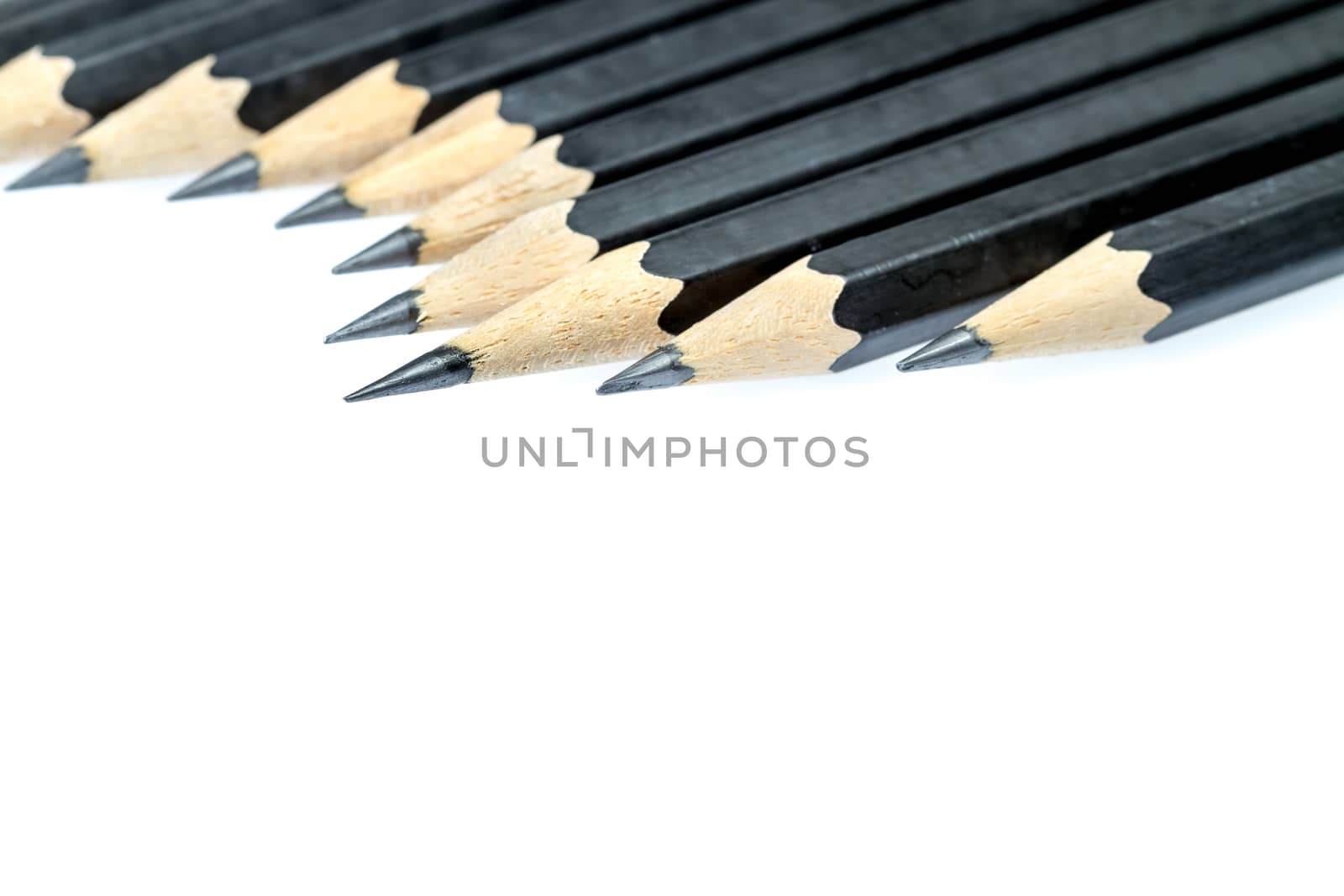 many graphite pencil isolated on white background