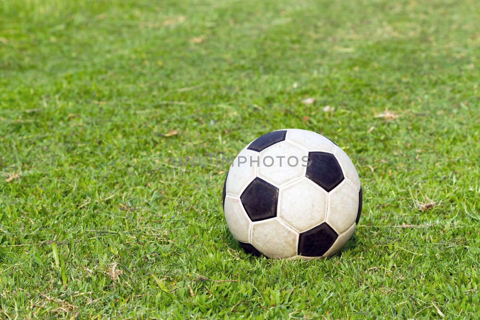 football (soccer) on green field