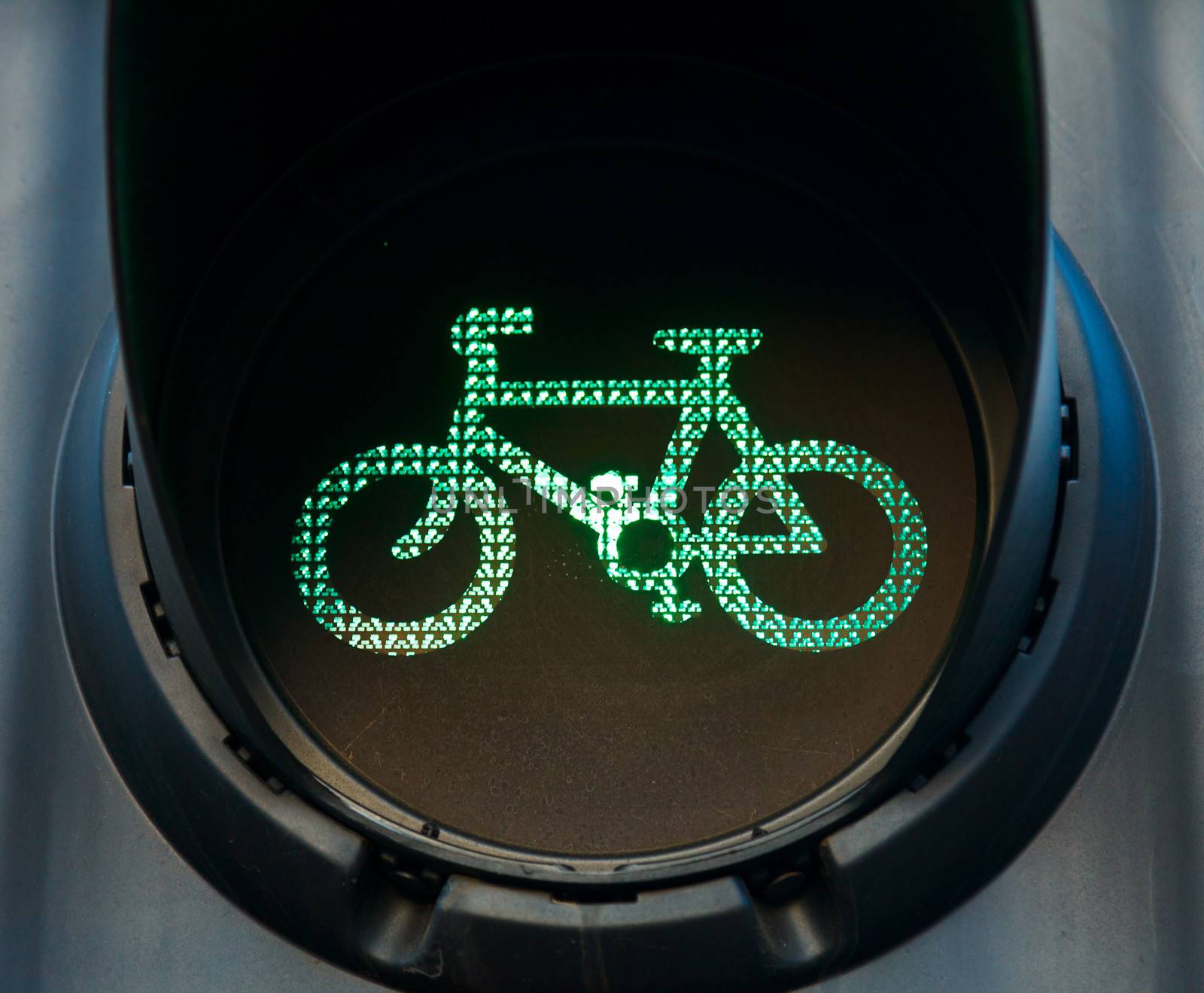 Green traffic light on cycle track