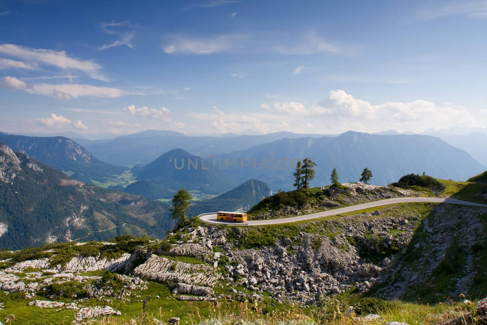 Austria : panorama of the valley and the road