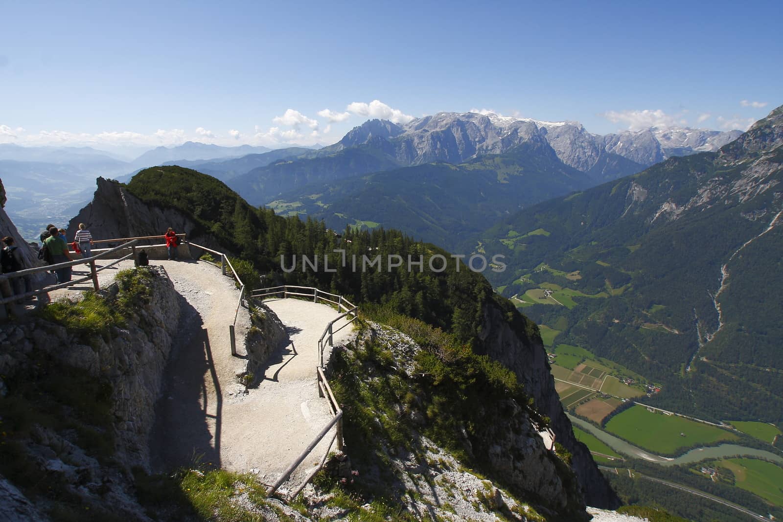 Austria : large panorama of the mountains and the terrace