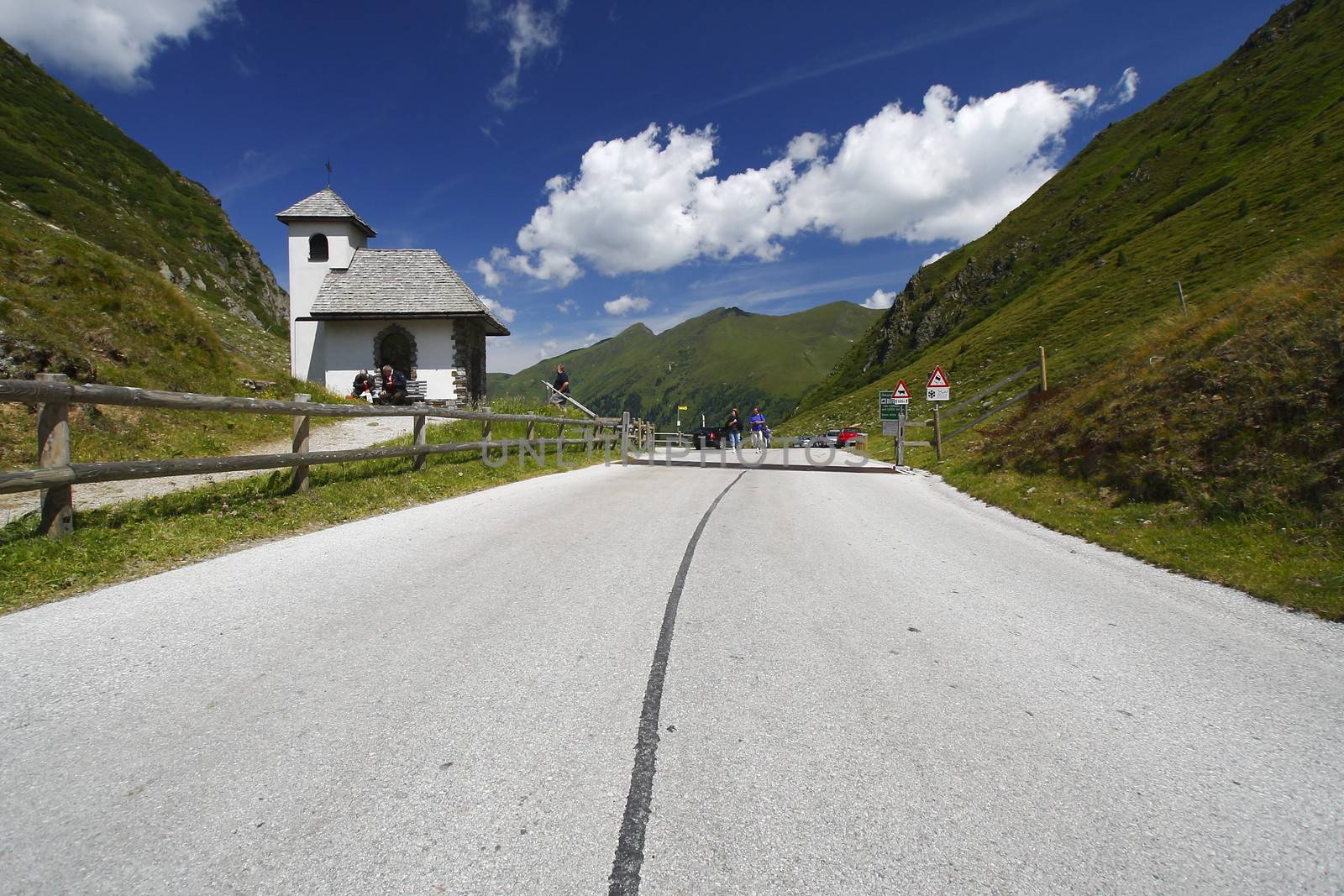 Austria the road going to the mountains