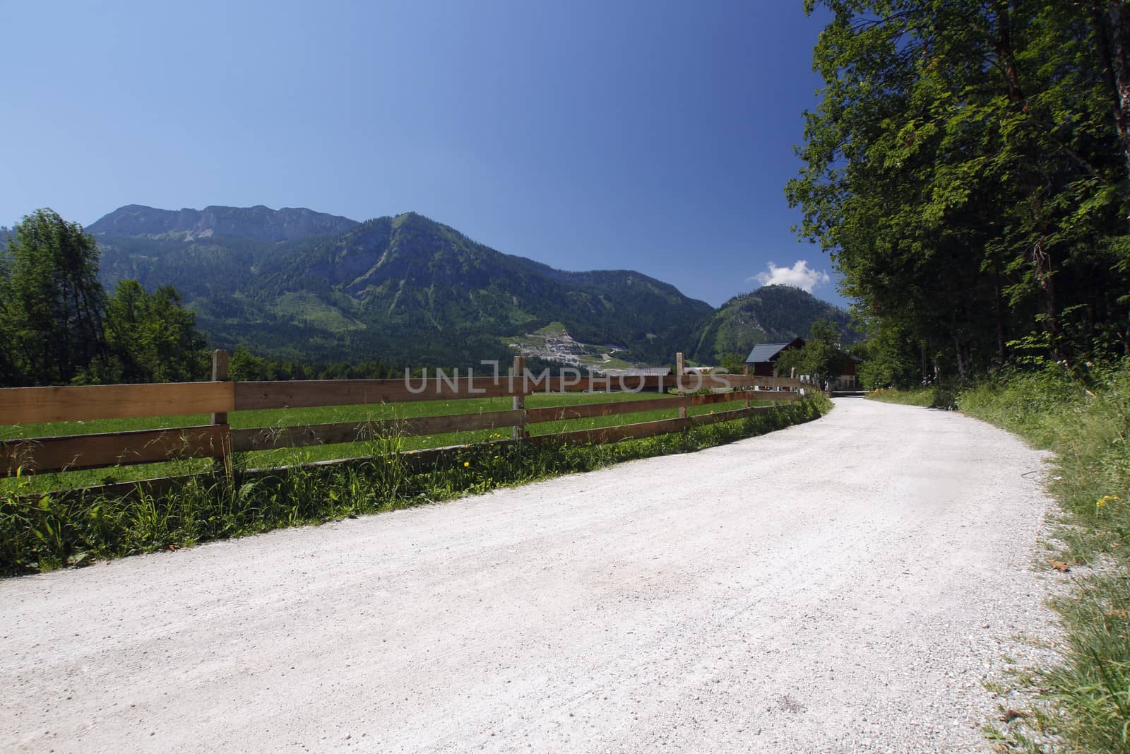 The panorama of the road in the mountains