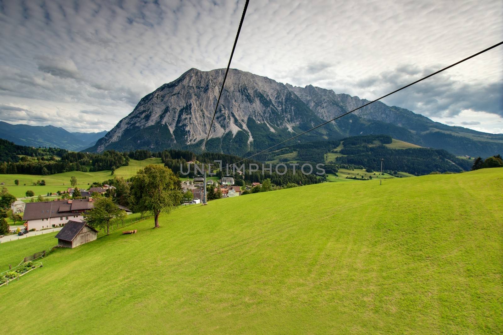 Large panorama of the mountains with some houses