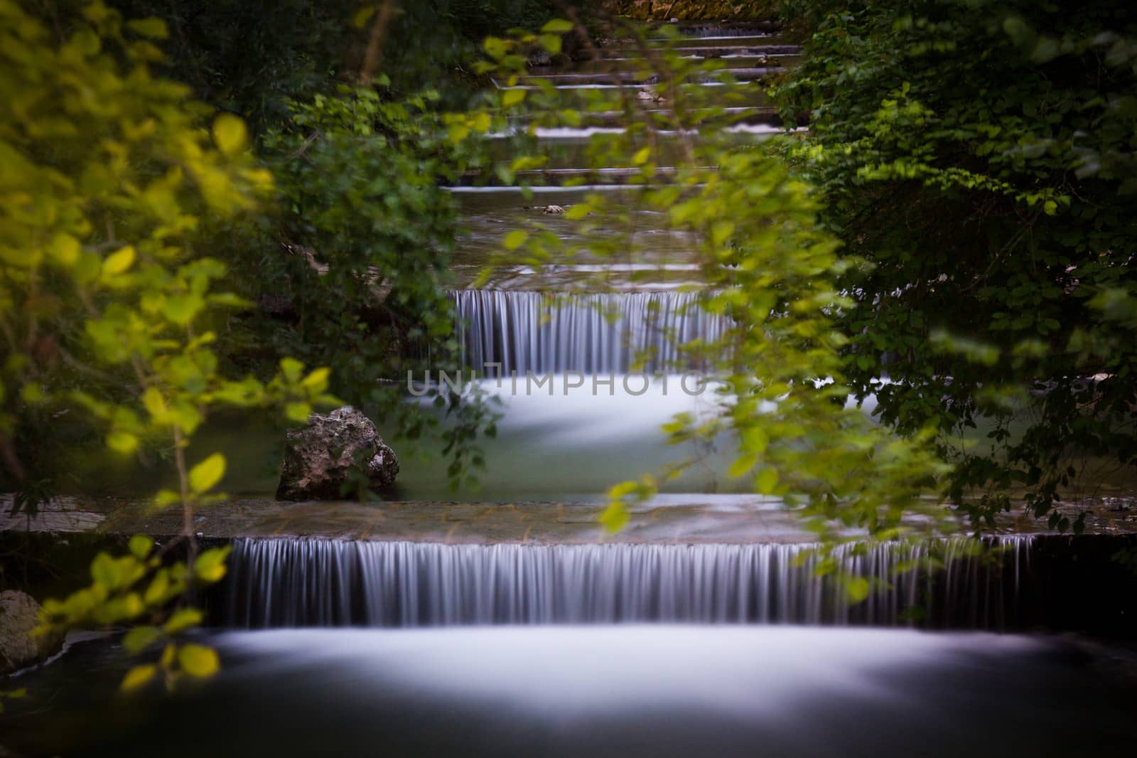 Silence at the waterfall in the park