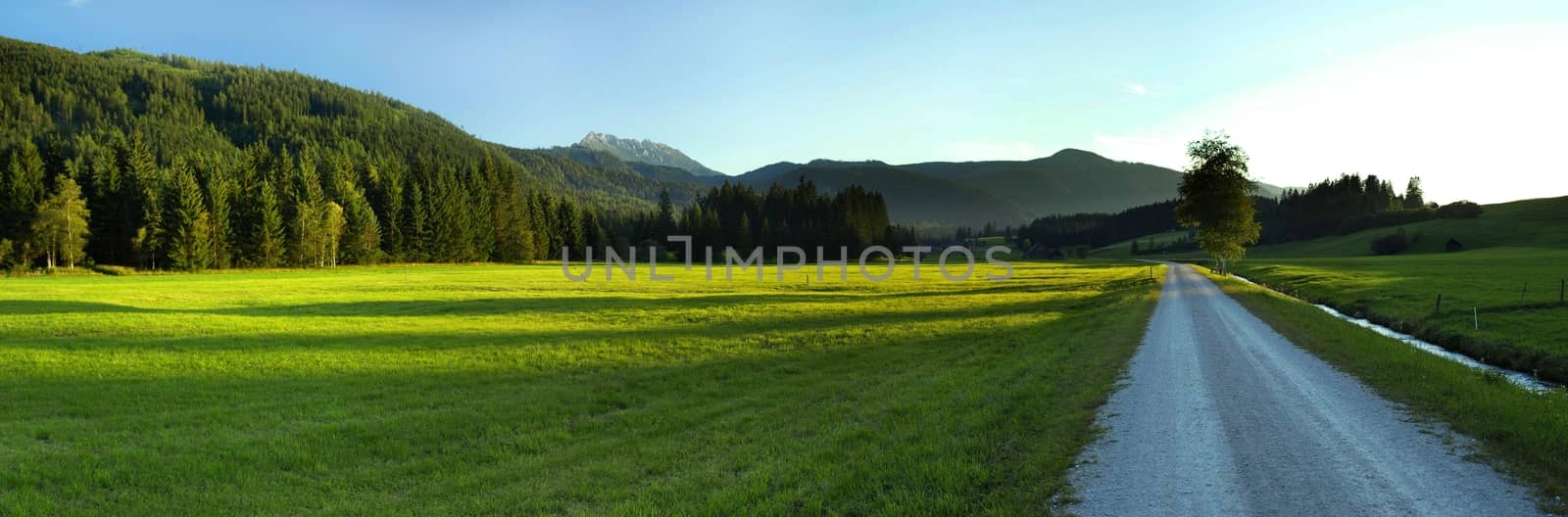 Very large panorama of the hill with road