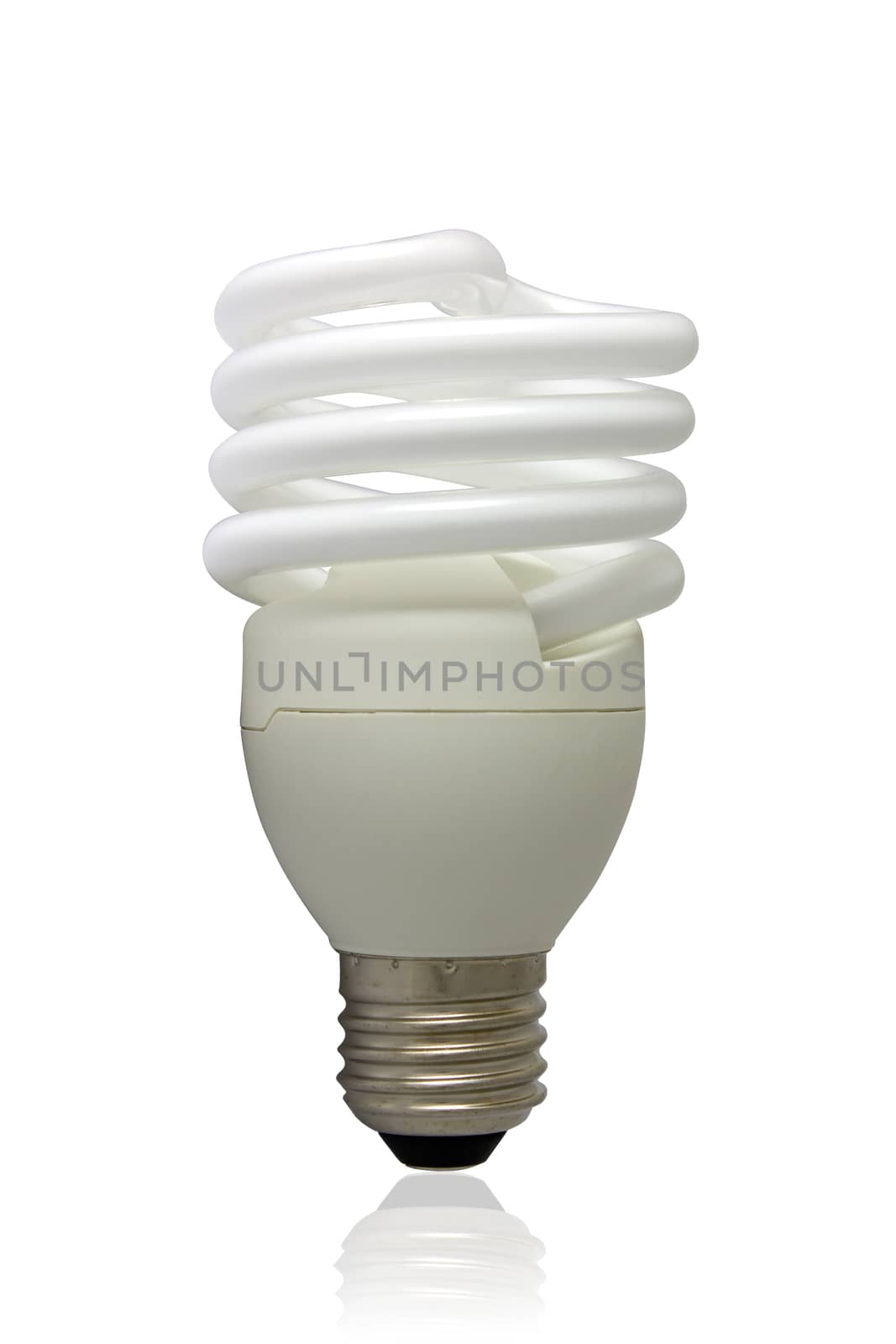 Compact Fluorescent Lightbulb on white background