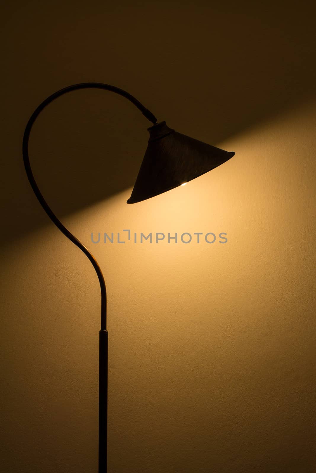 A glowing lamp in room