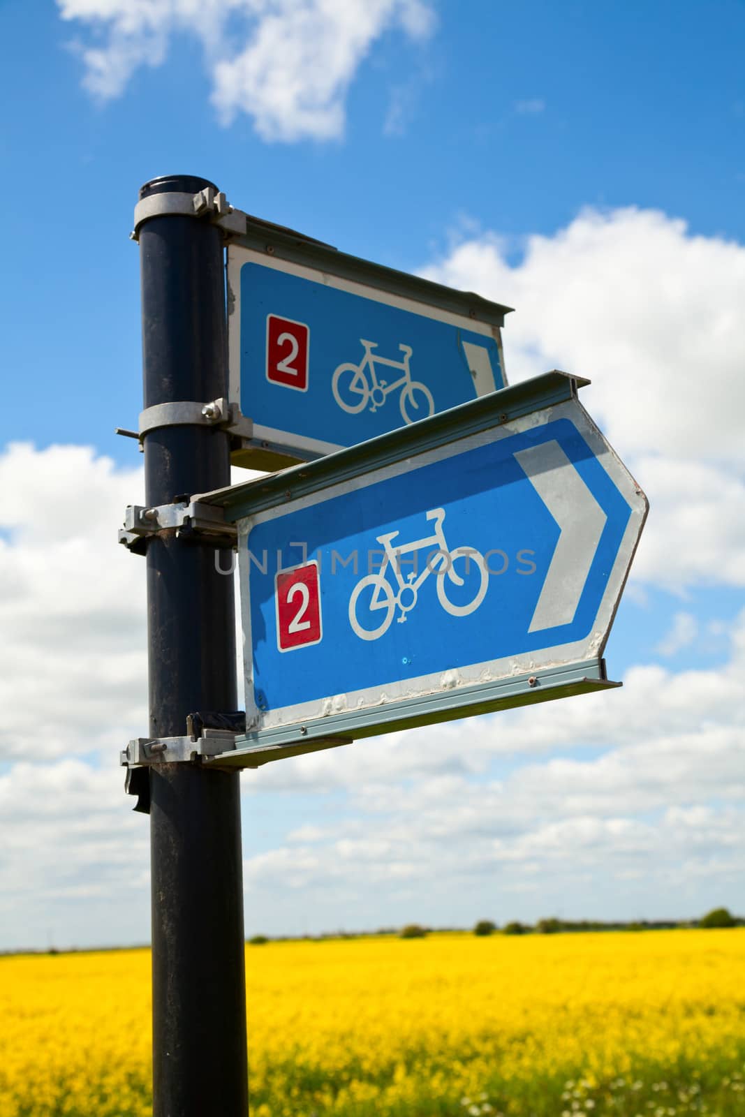 Directional sign on National Cycle Route in England