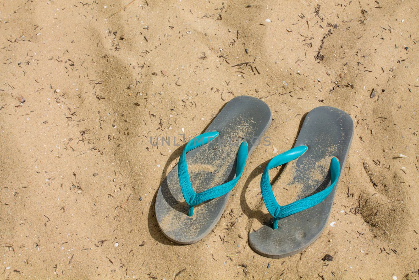 Beach Sandals on Sand background