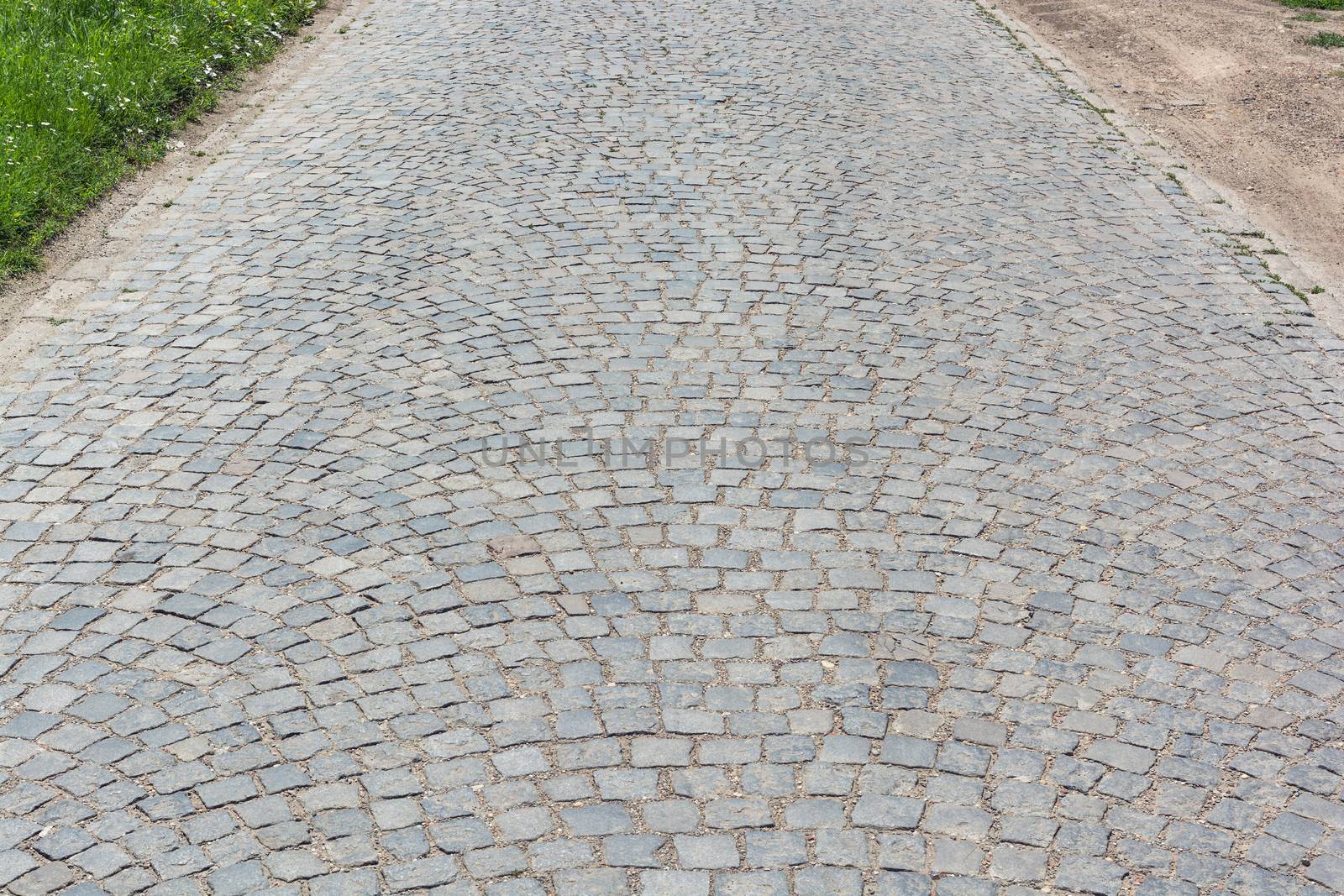 Vintage Road made of  stone cubes, horizontal shot