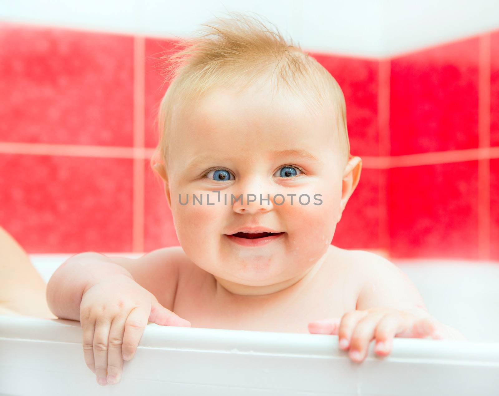 beautiful smiling baby in bath