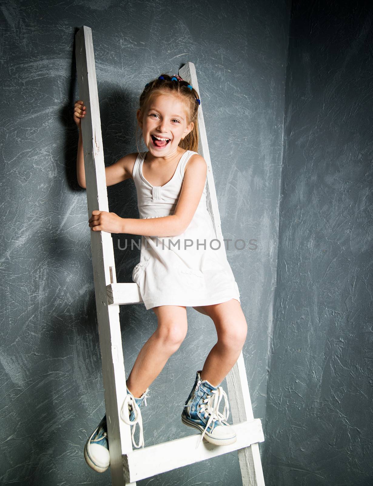 little girl on stairs by GekaSkr