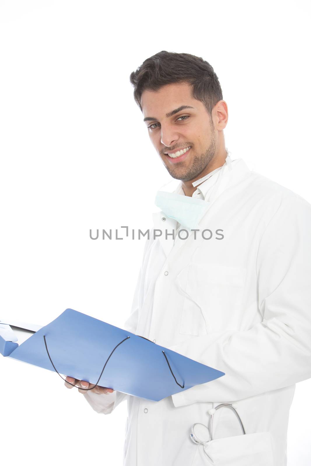 Confident young male doctor with a file by Farina6000