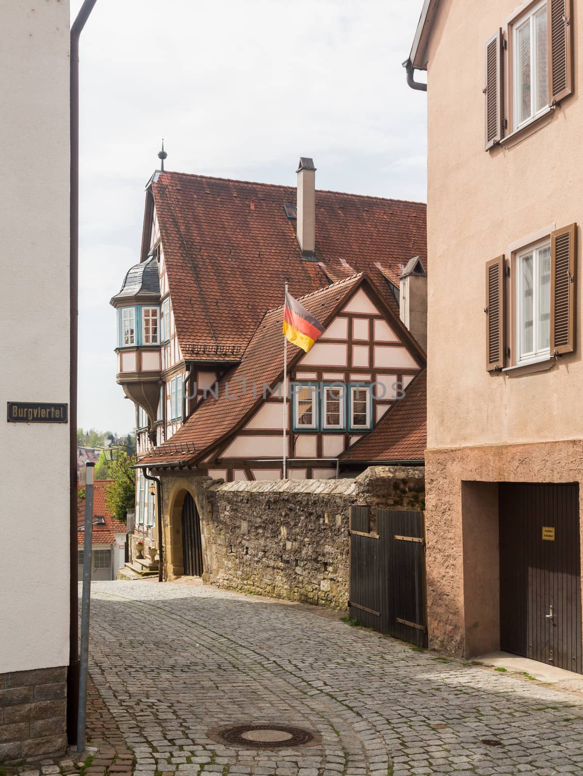 Bad Wimpfen old town sits on the hilltop above the River Neckar in Southern Germany