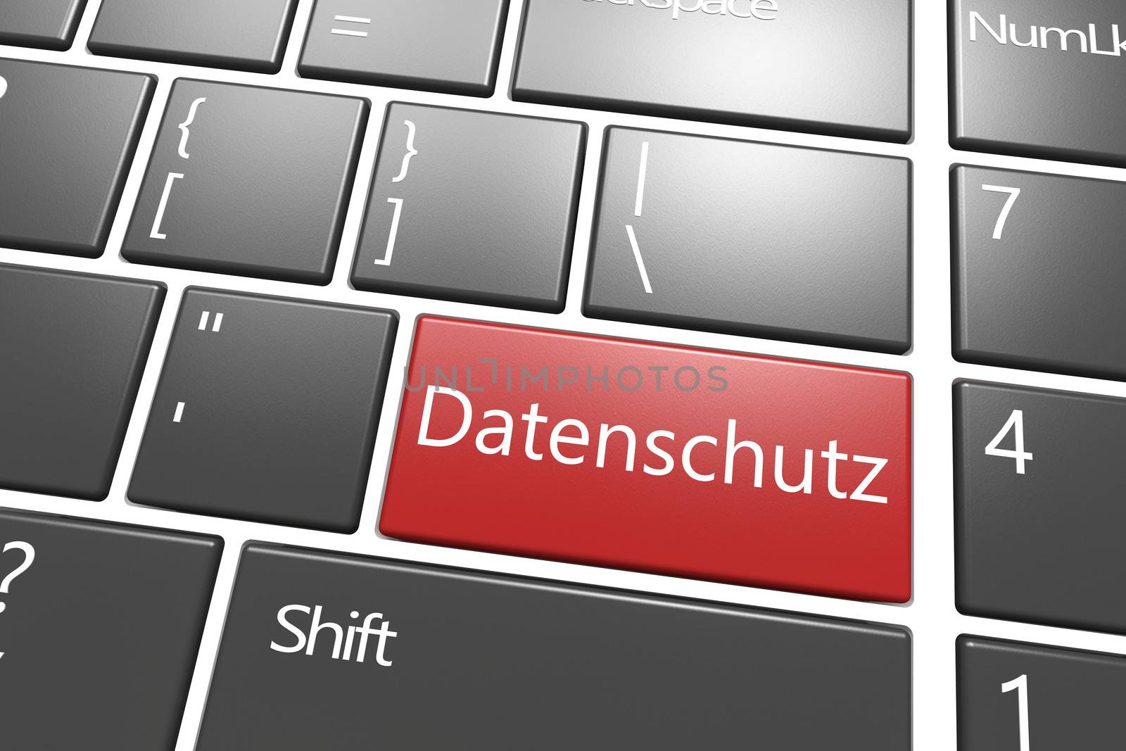 Security Concept: modern keyboard with a red Datenschutz key - the german word for data protection