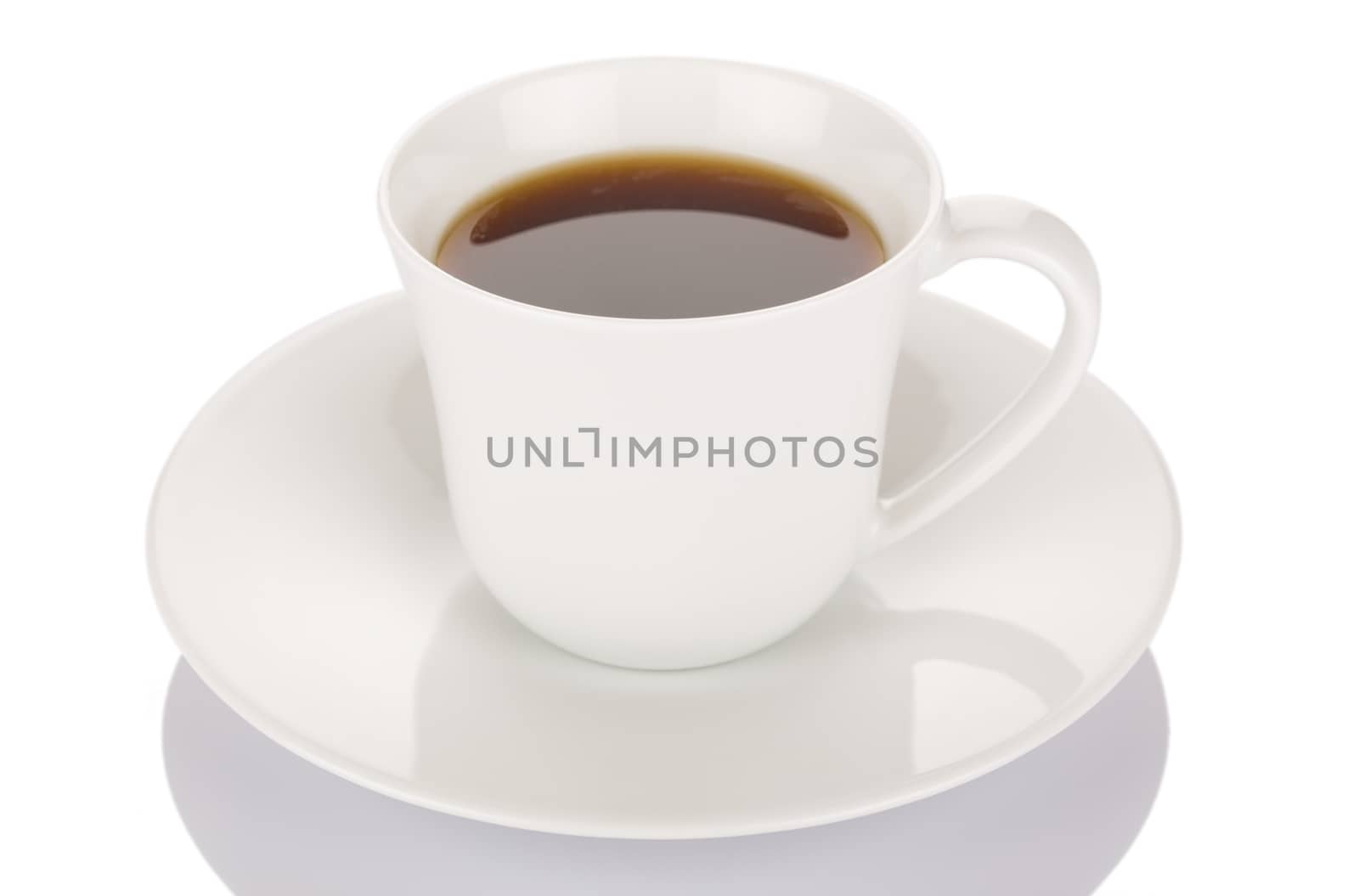 Cup of coffee isolated on white background close up.