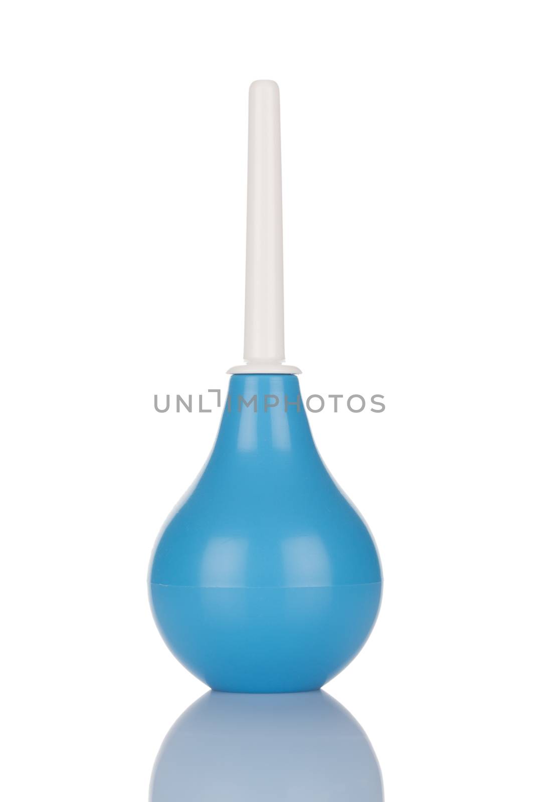 Blue rubber pear isolated on a white background close up.