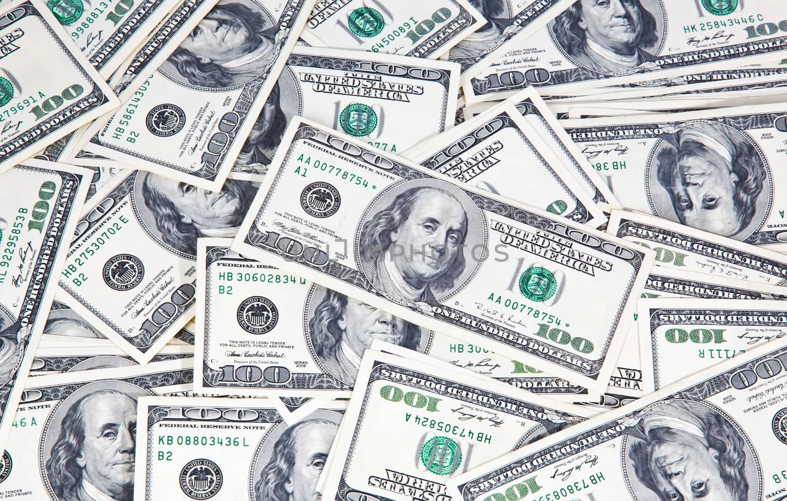 Hundred dollars banknotes background close-up