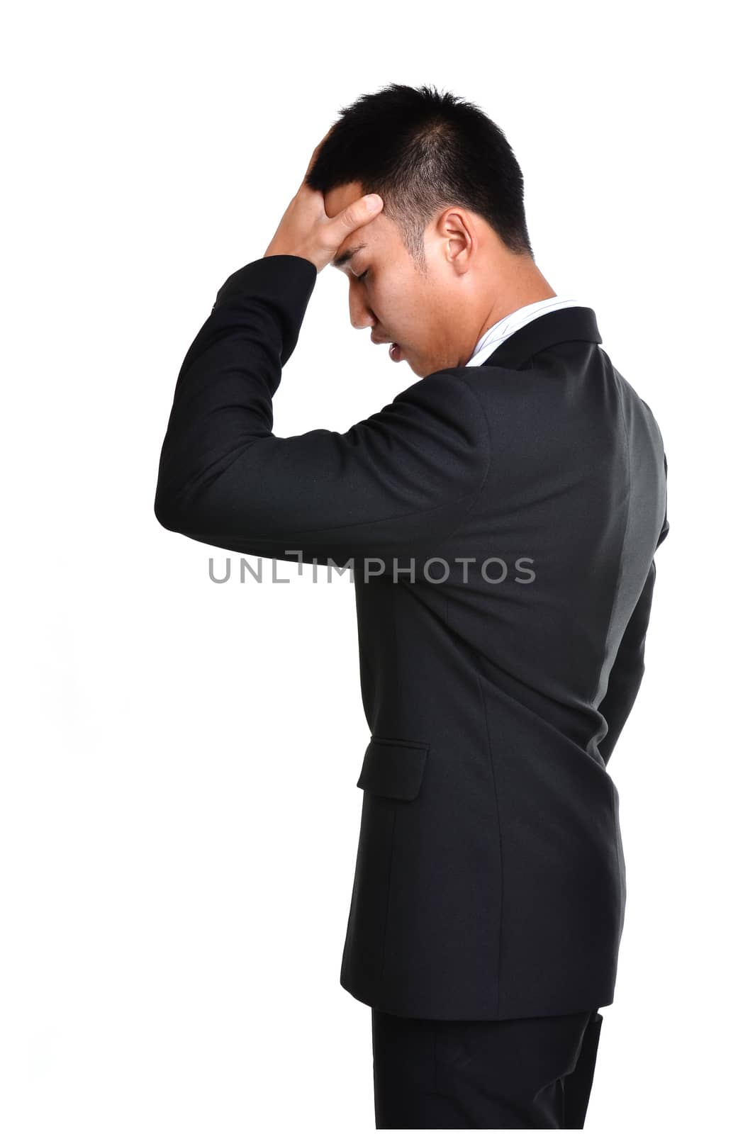 worry business man isolated on white background