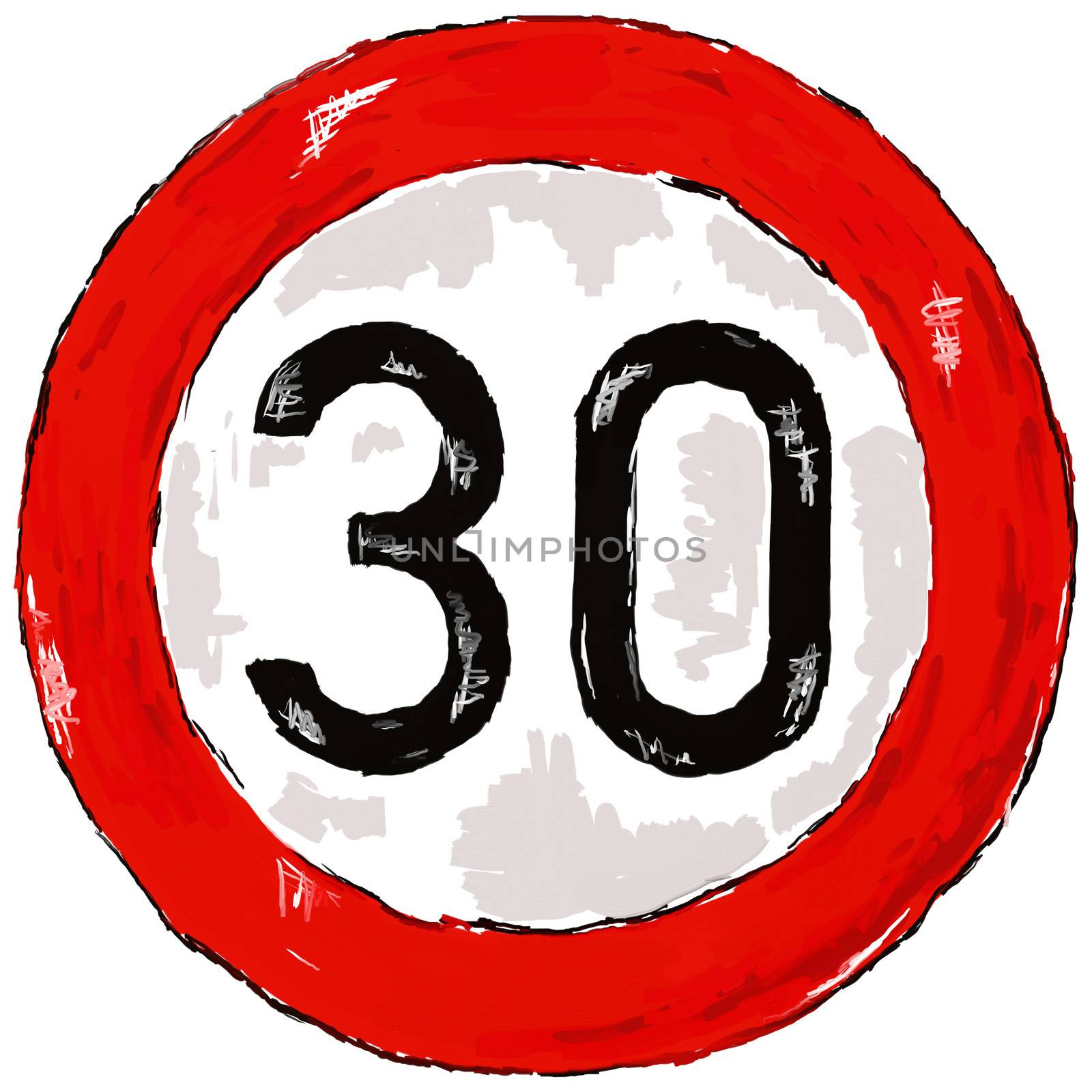 roadsign speed limit thirty - 3d illustration