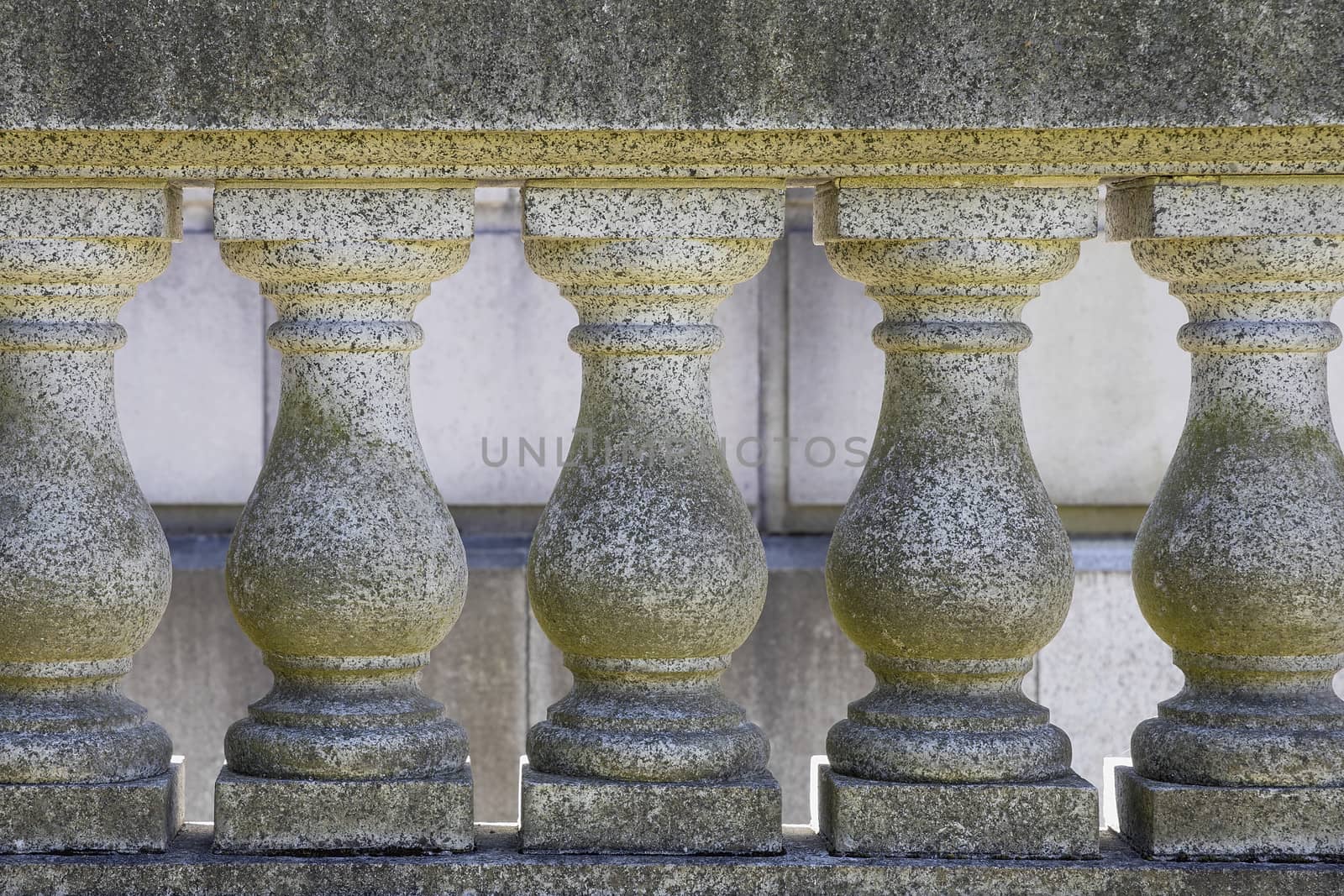 Marble Stone Balustrade with Balusters Handrails and Base Closeup