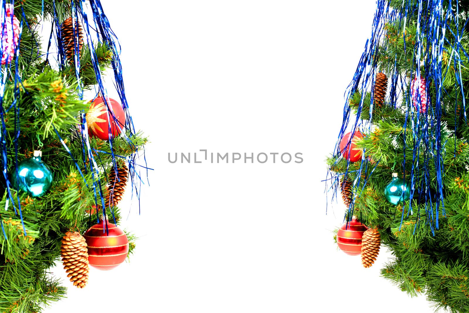 Christmas decoration glass balls on fir branches