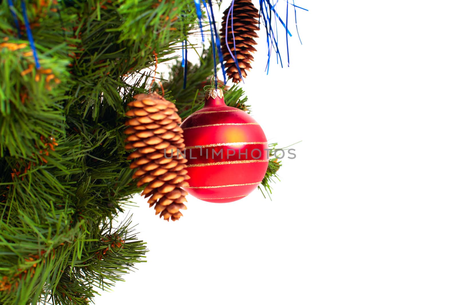 Christmas decoration glass balls on fir branches