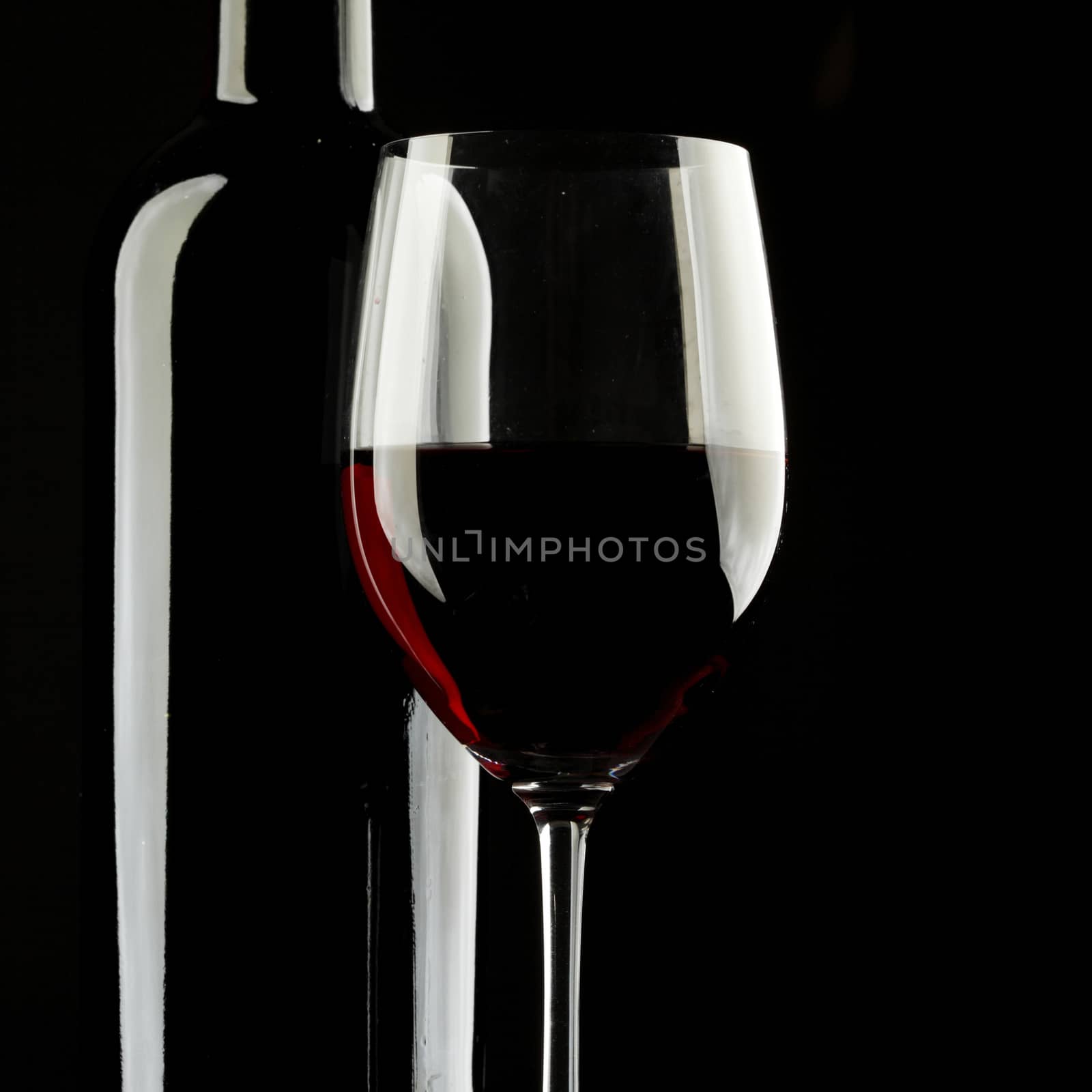 Red Wine Glass silhouette Black Background