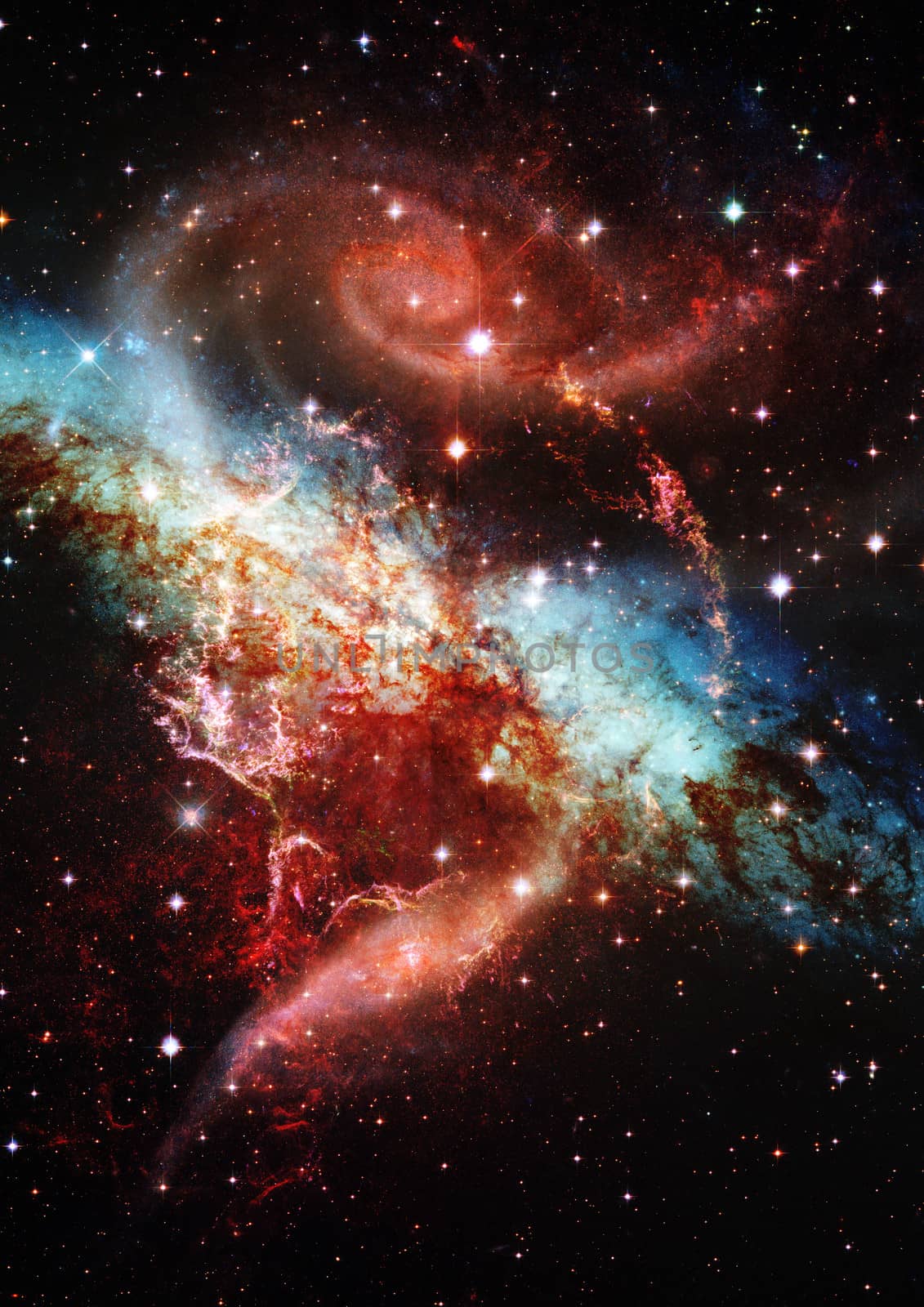Far being shone nebula and star field against space