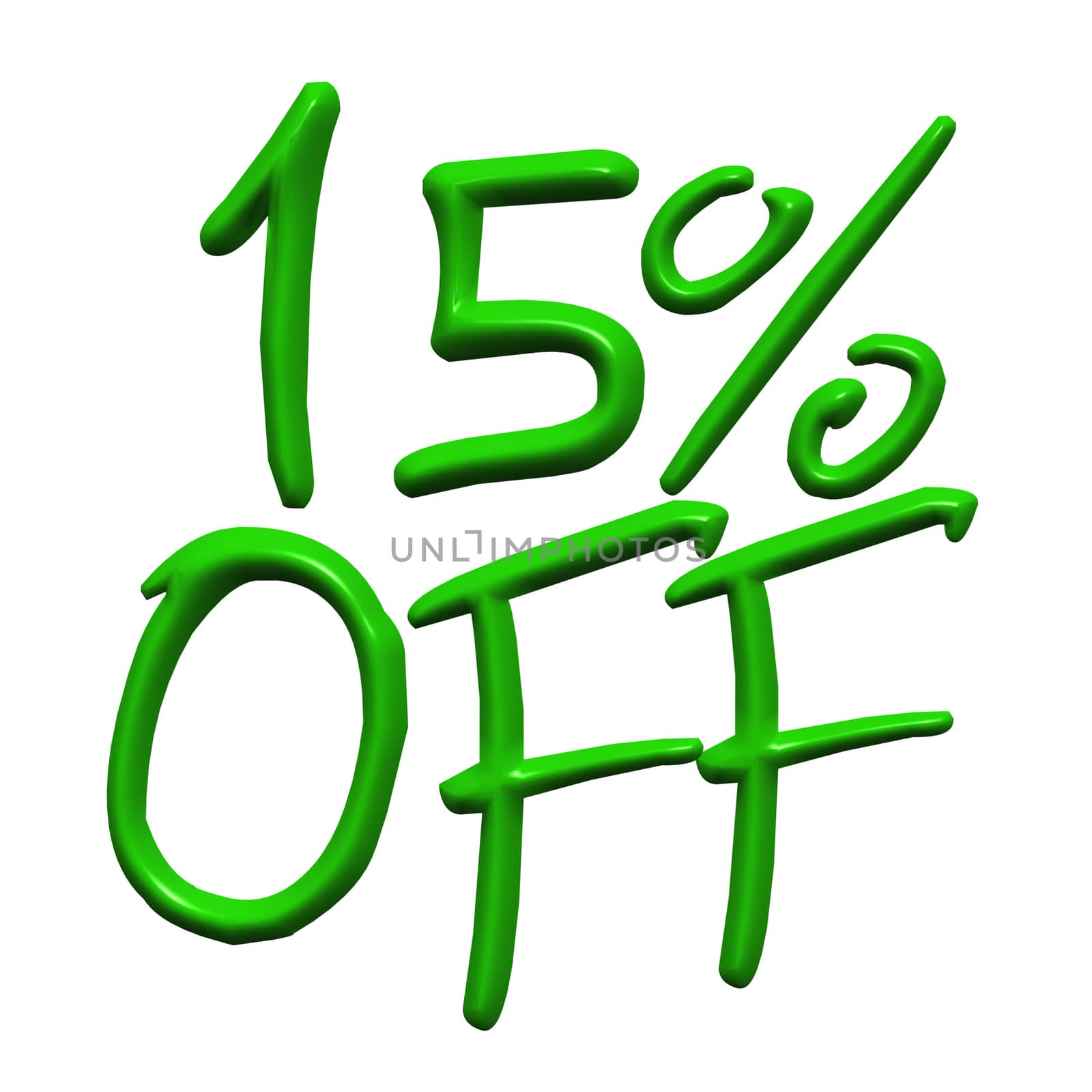 glossy green and green three-dimensional inscription 15 off